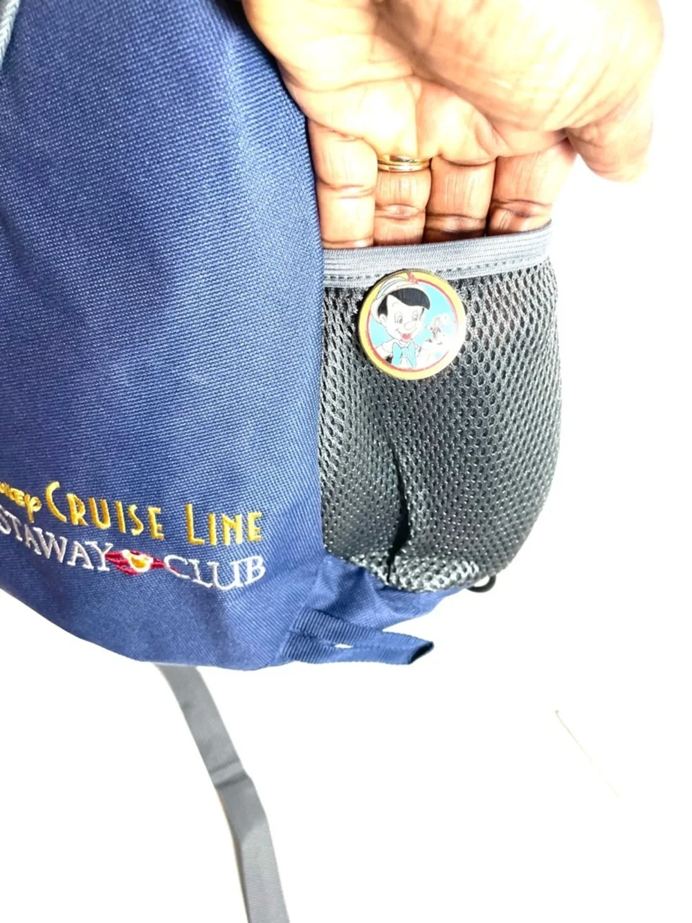 Disney Cruise Line Castaway Club Sling Backpack + Pinocchio Jiminy Cricket Pin